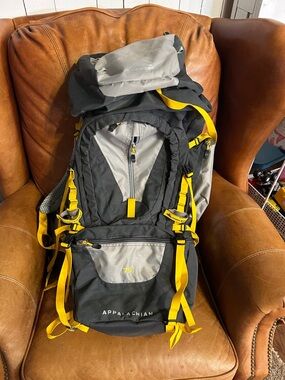 75L Men's Hiking Backpack - Black & Gray with Yellow Accents